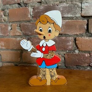Vintage Bartolucci Wooden Pinocchio Pencil Cup